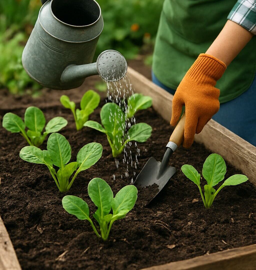 Soil preparation in raised bed garden
